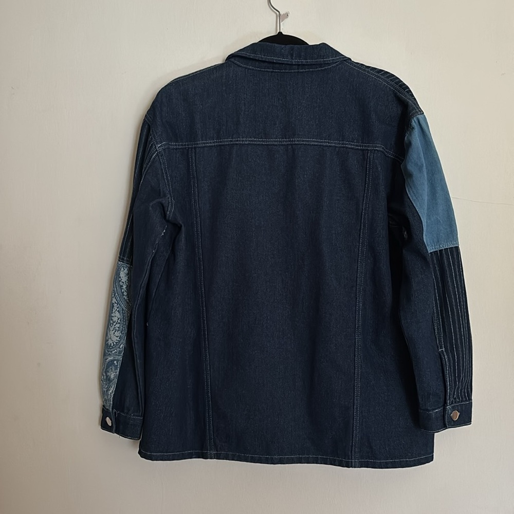 LOVE + HARMONY Novelty Patchwork Denim Chore Coat, Barn Jacket - M - Picture 6 of 12